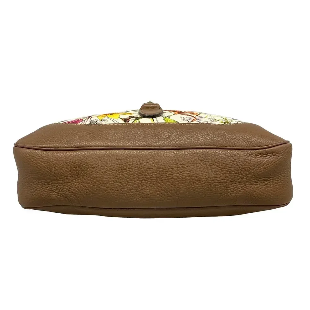 Gucci Flora/New Jackie Shoulder Bag 277520 White Dark Brown Multi Canvas Leather